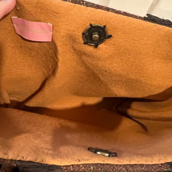 Vintage Beryl's Belts Brown Ruffled To Market Handbag Cottage Core Grandma Vibe - Picture 3 of 6